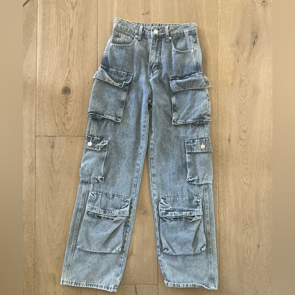 SHEIN Men's Relaxed Fit Cargo Jeans - Gray